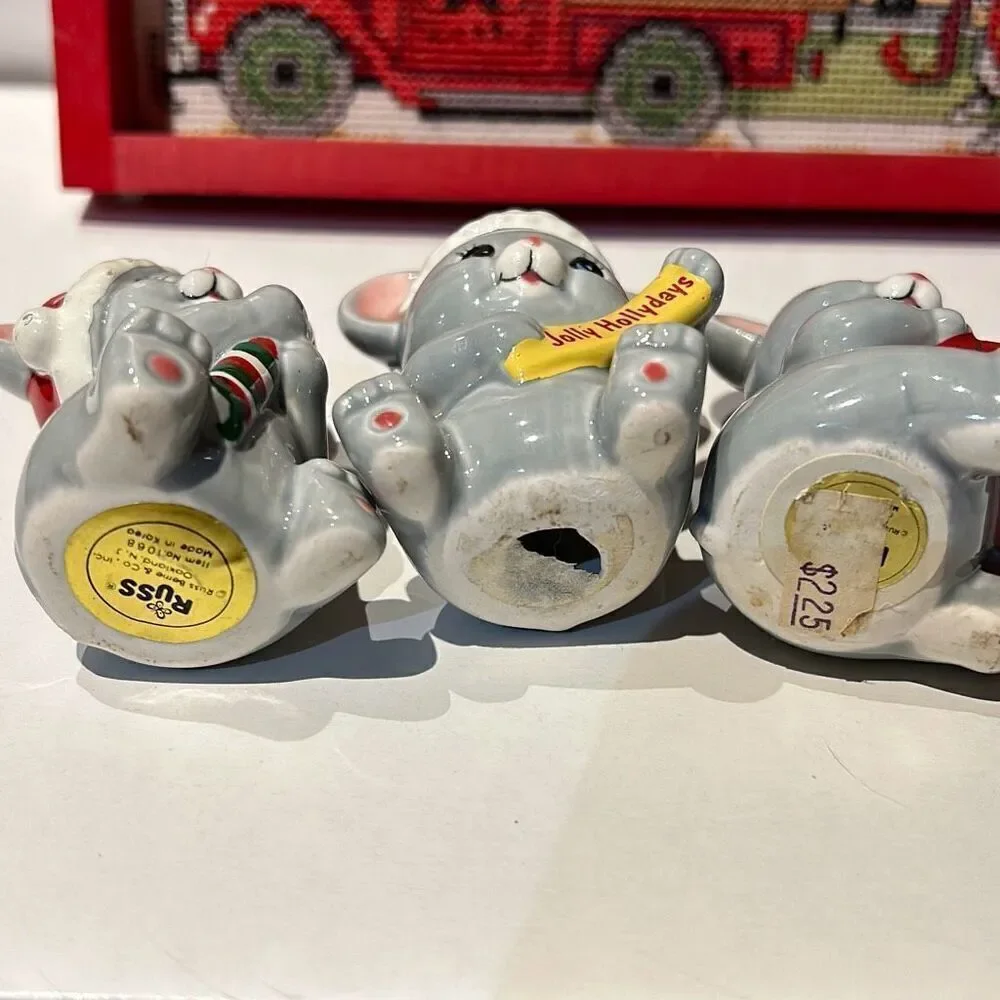 Russ Berrie Vintage Christmas Mouse Mice Set of 3